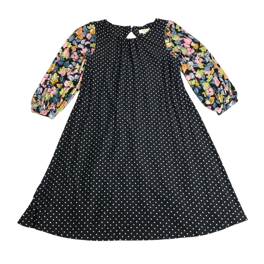 Maeve Anthropologie Sawyer Tunic Dress S Polka Dot Floral Balloon Sleeve Cottage